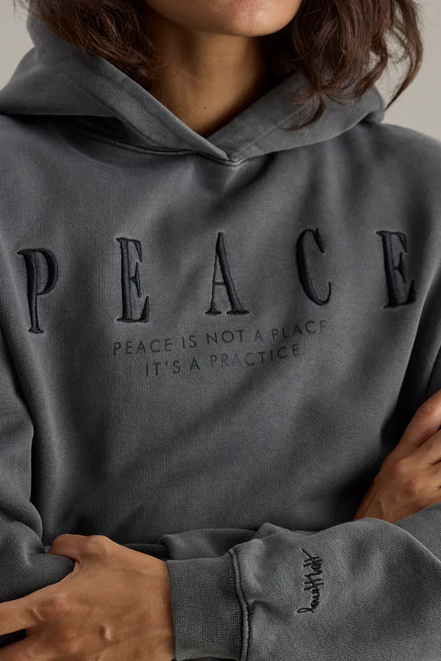hey-honey-classic-hoodie-peace-black-washed-baumwolle-relaxed image 1