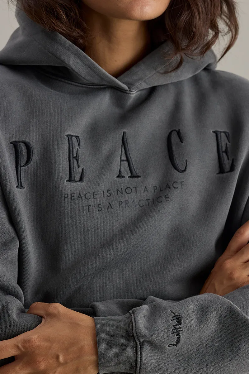 hey-honey-classic-hoodie-peace-black-washed-baumwolle-relaxed image 1