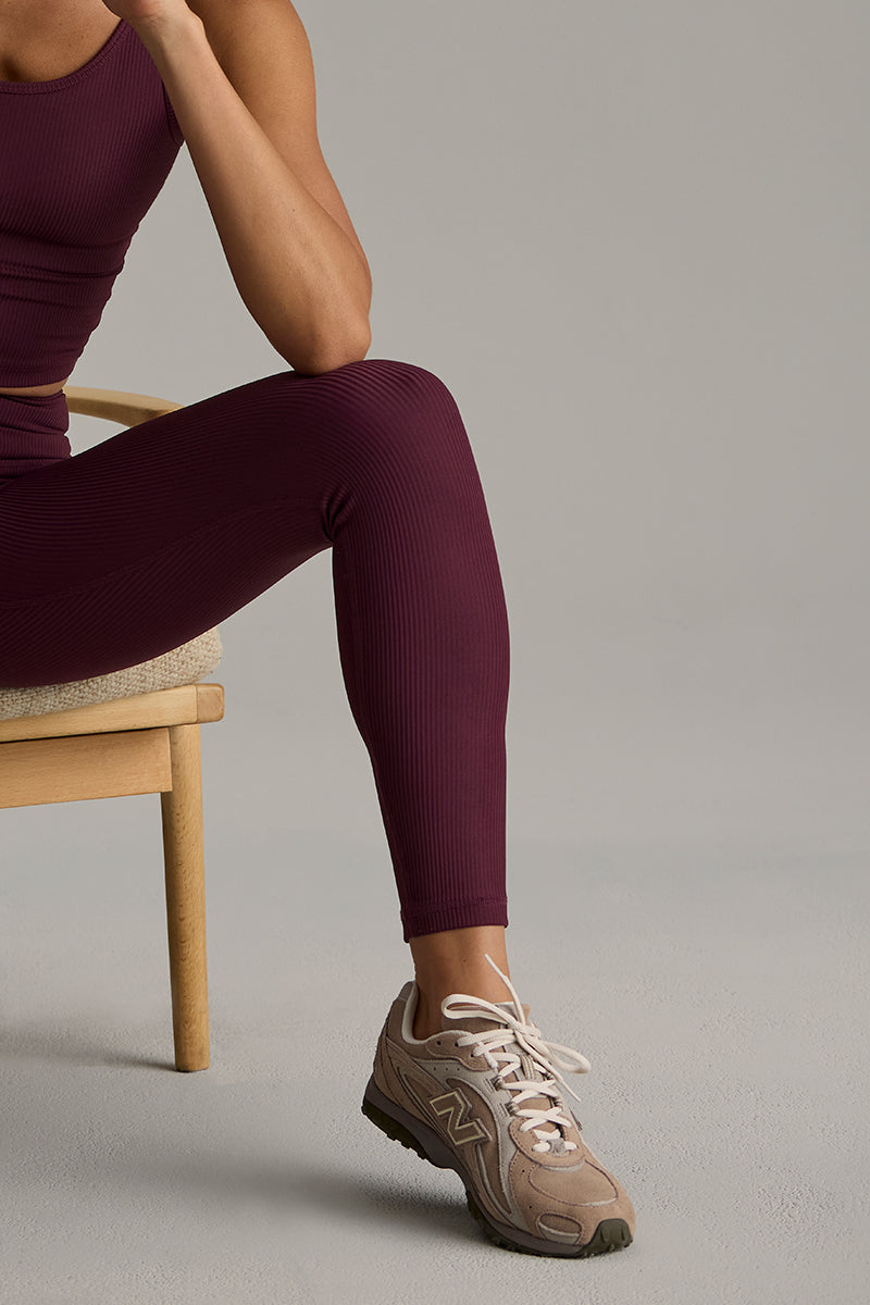 hey-honey-ribbed-cropped-leggings-wine-high-waist image 1