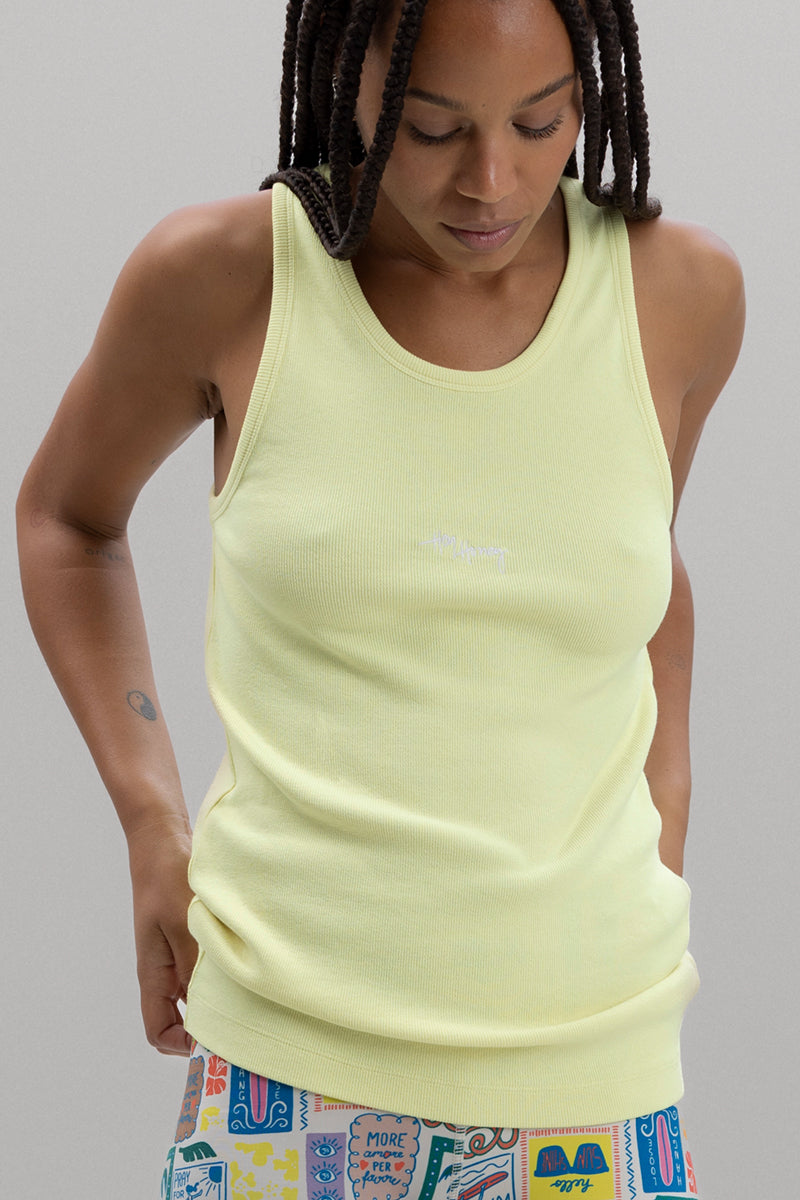 hey-honey-classic-rib-tank-lemon-gelb-baumwoll-top-damen image 1