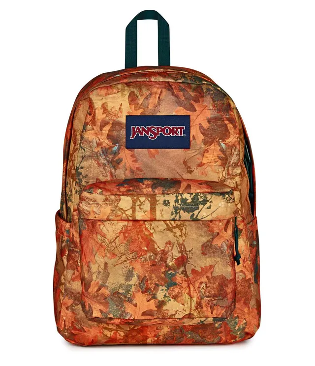 jansport-superbreak-plus-rucksack-bogcore-camo-orange-mit-laptopfach image 1
