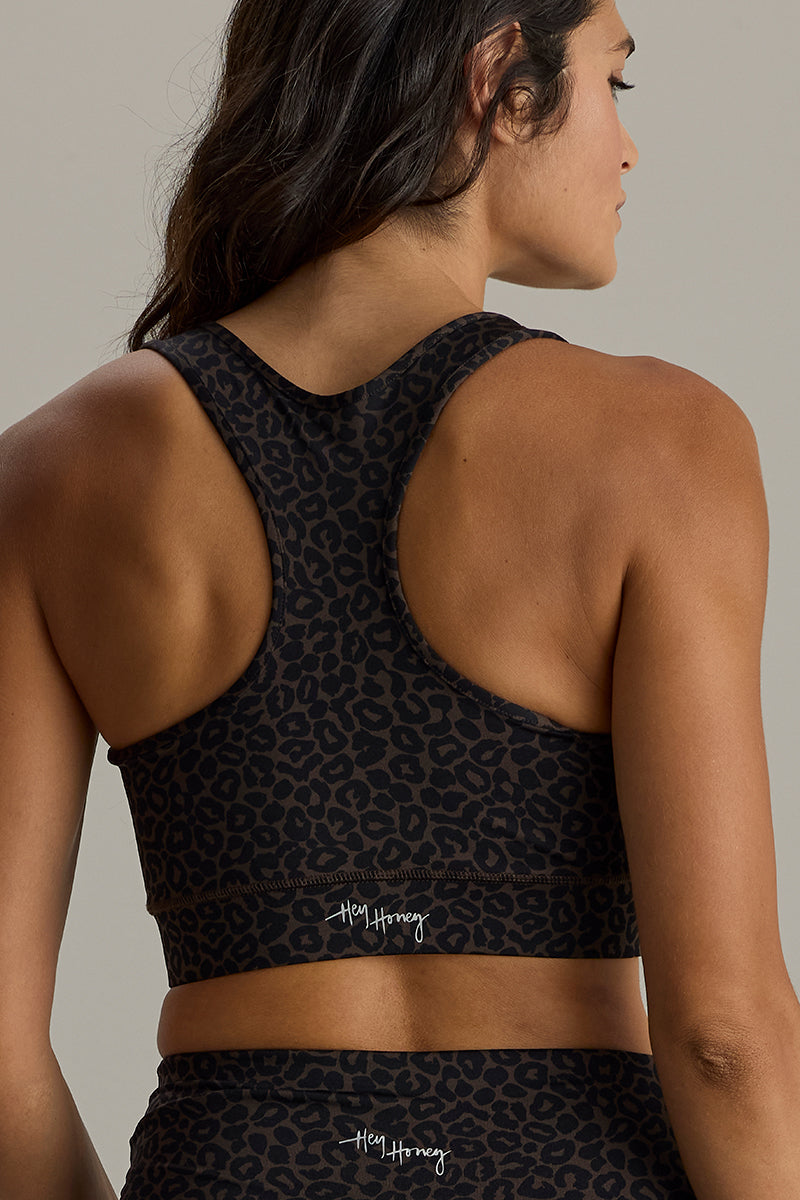 hey-honey-classic-racerback-bra-leo-dark-brown-sport-bh image 2