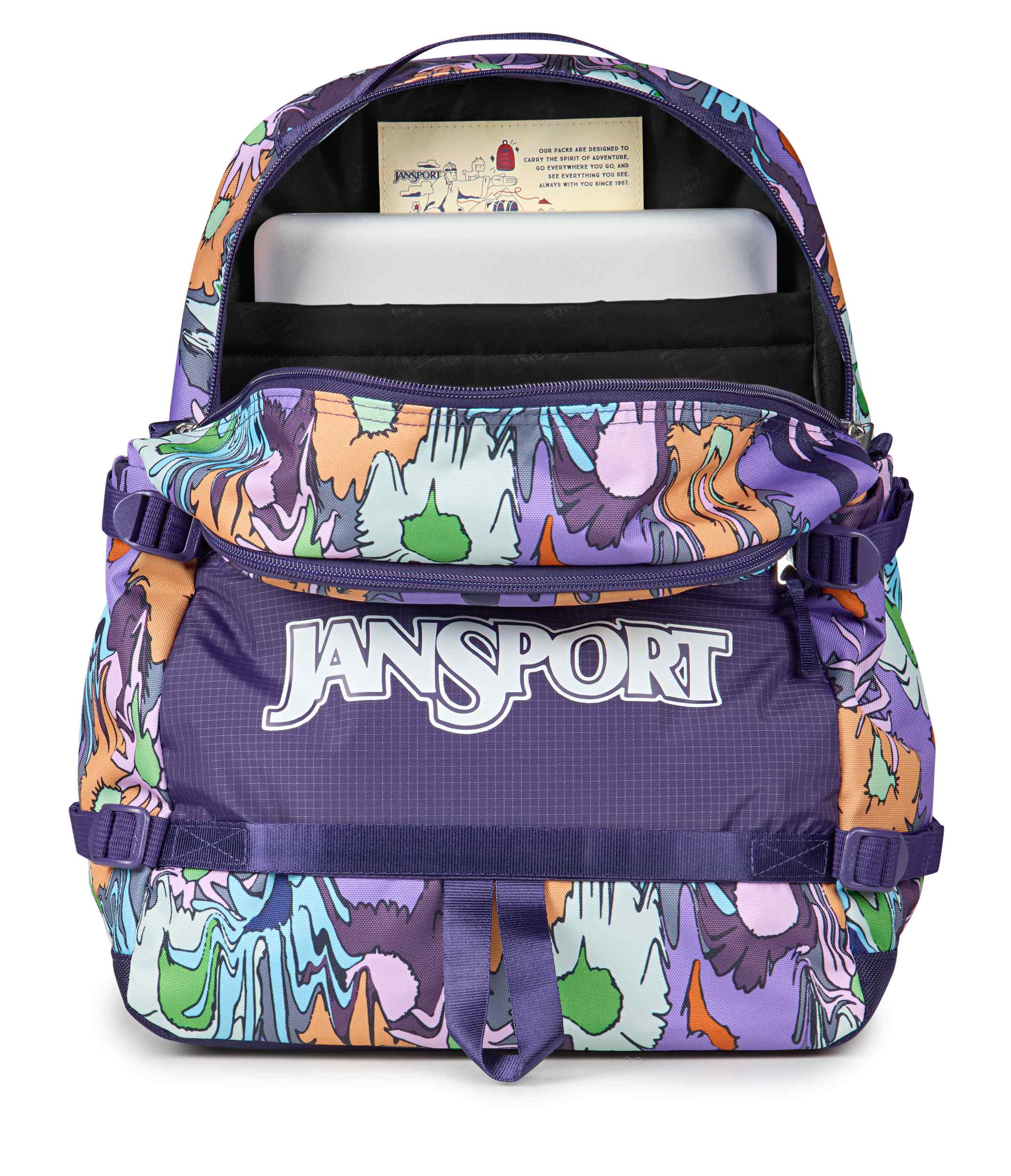 jansport-small-seattle-pack-rucksack-melted-blooms-yellow-laptopfach image 5
