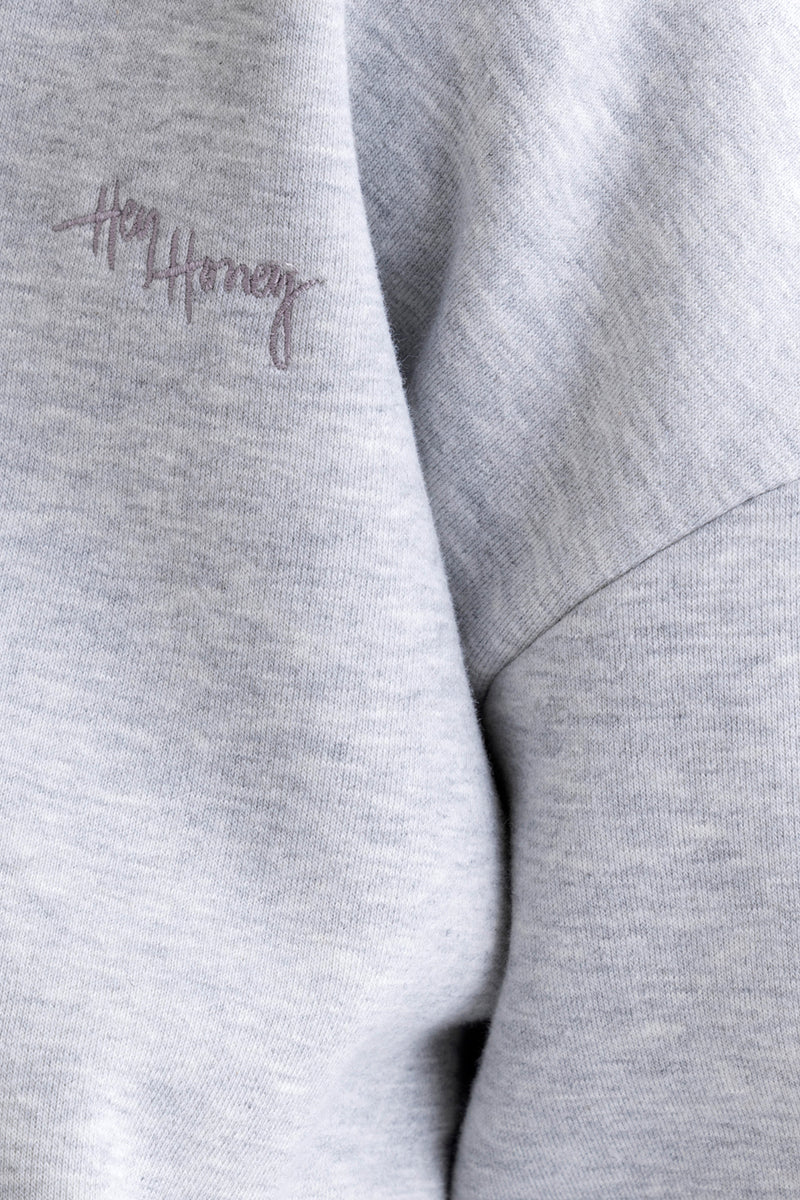 hey-honey-classic-zip-sweater-grey-melange-baumwolle-s image 7