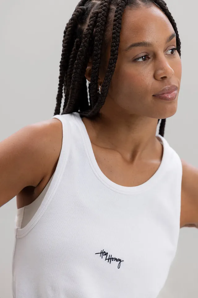 hey-honey-classic-rib-tank-top-wei-baumwolle-damen image 1