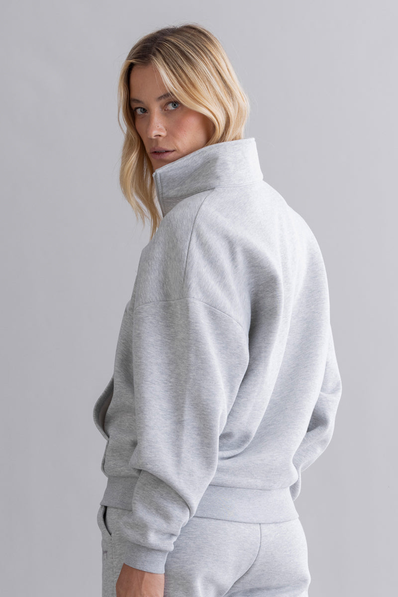 hey-honey-classic-zip-sweater-grey-melange-baumwolle-s image 6