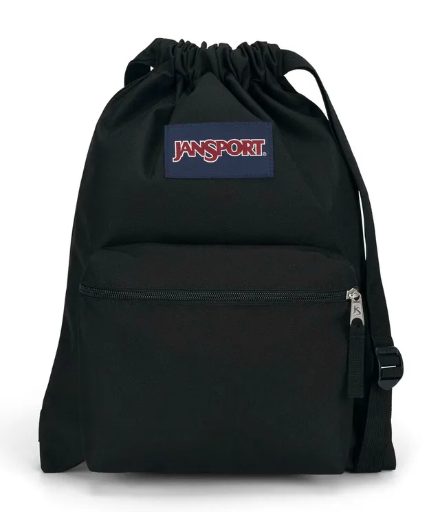 jansport-drawsack-turnbeutel-schwarz-kordelzug-reissverschluss image 1