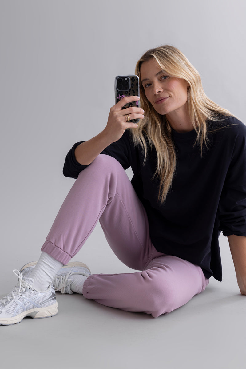 hey-honey-classic-cuff-sweat-pants-mauve-jogginghose image 5