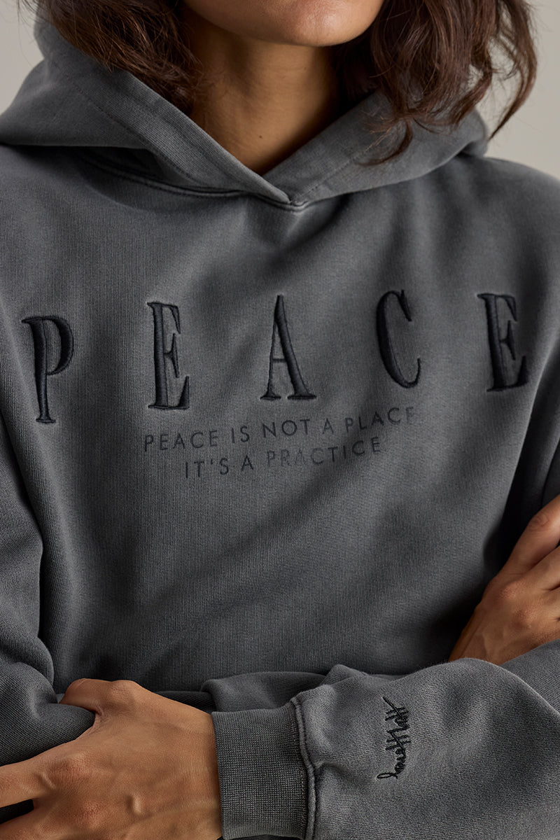 hey-honey-classic-hoodie-peace-black-washed-baumwolle-relaxed image 1