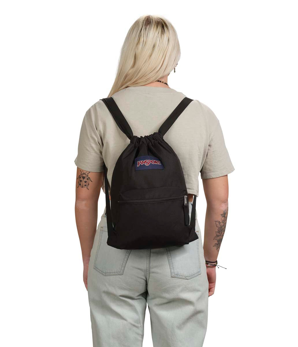jansport-drawsack-turnbeutel-schwarz-kordelzug-reissverschluss image 3