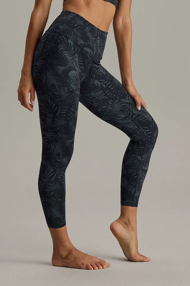 hey-honey-classic-cropped-leggings-palm-teal-high-waist image 1