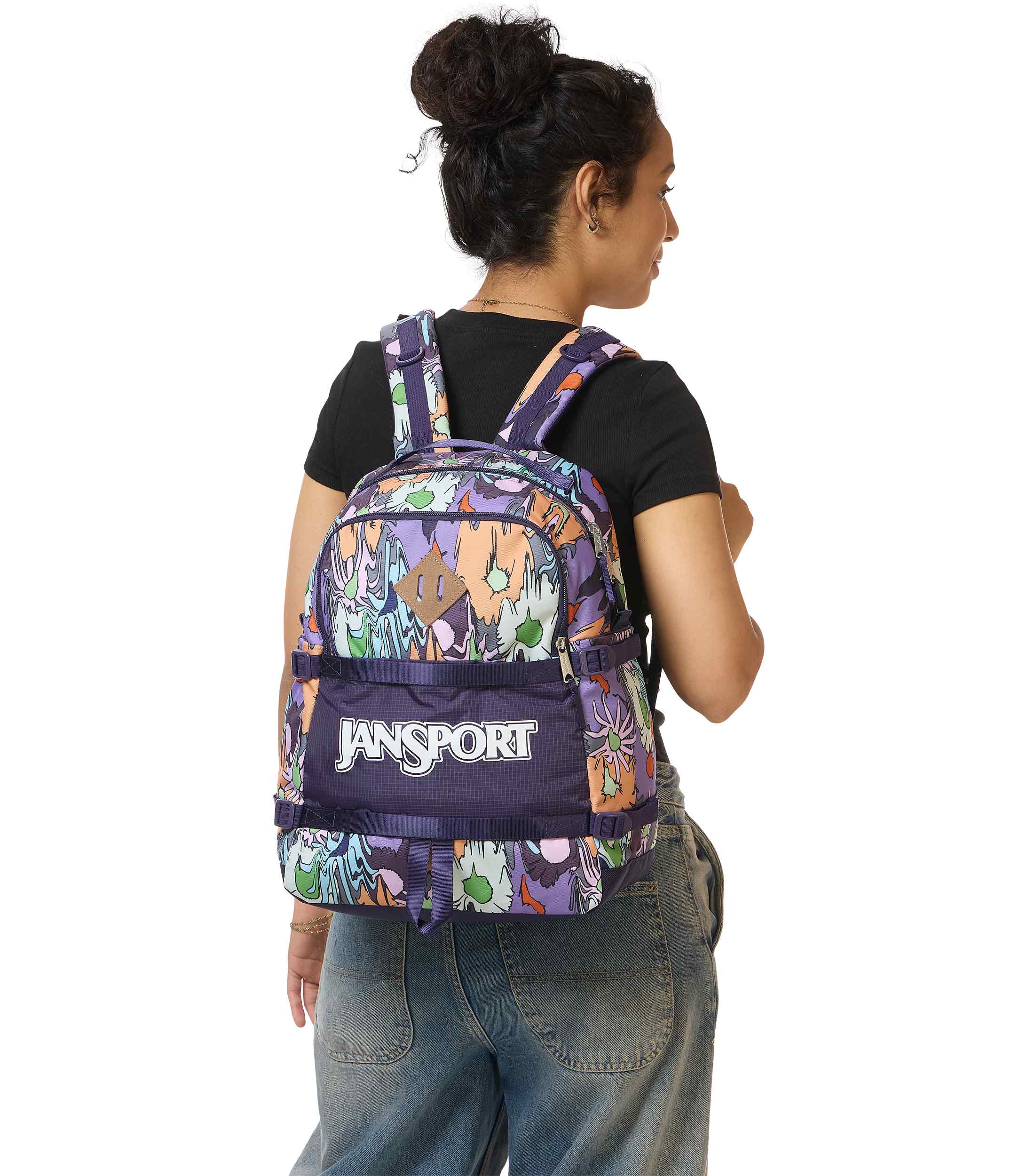 jansport-small-seattle-pack-rucksack-melted-blooms-yellow-laptopfach image 8