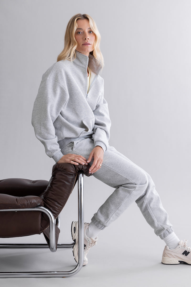 hey-honey-classic-cuff-sweat-pants-grey-melange-jogger-grau image 8