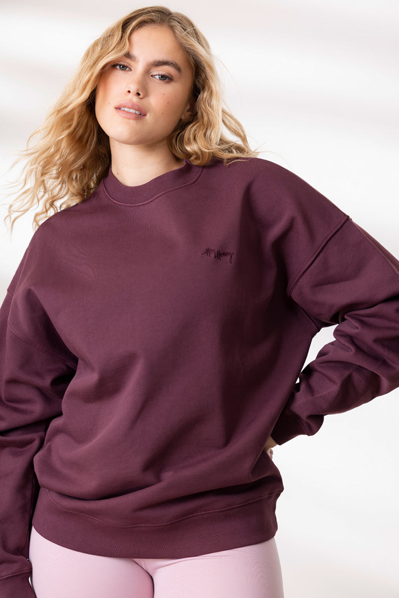 hey-honey-classic-sweater-wine-pullover-baumwolle-weinrot image 3