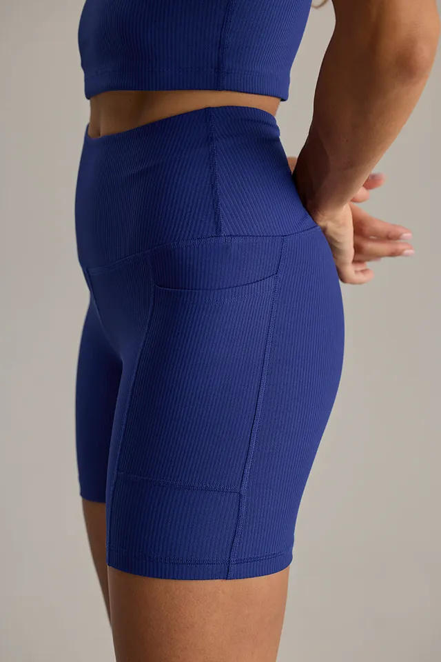 hey-honey-ribbed-biker-shorts-pocket-blue-depth-high-waist image 1