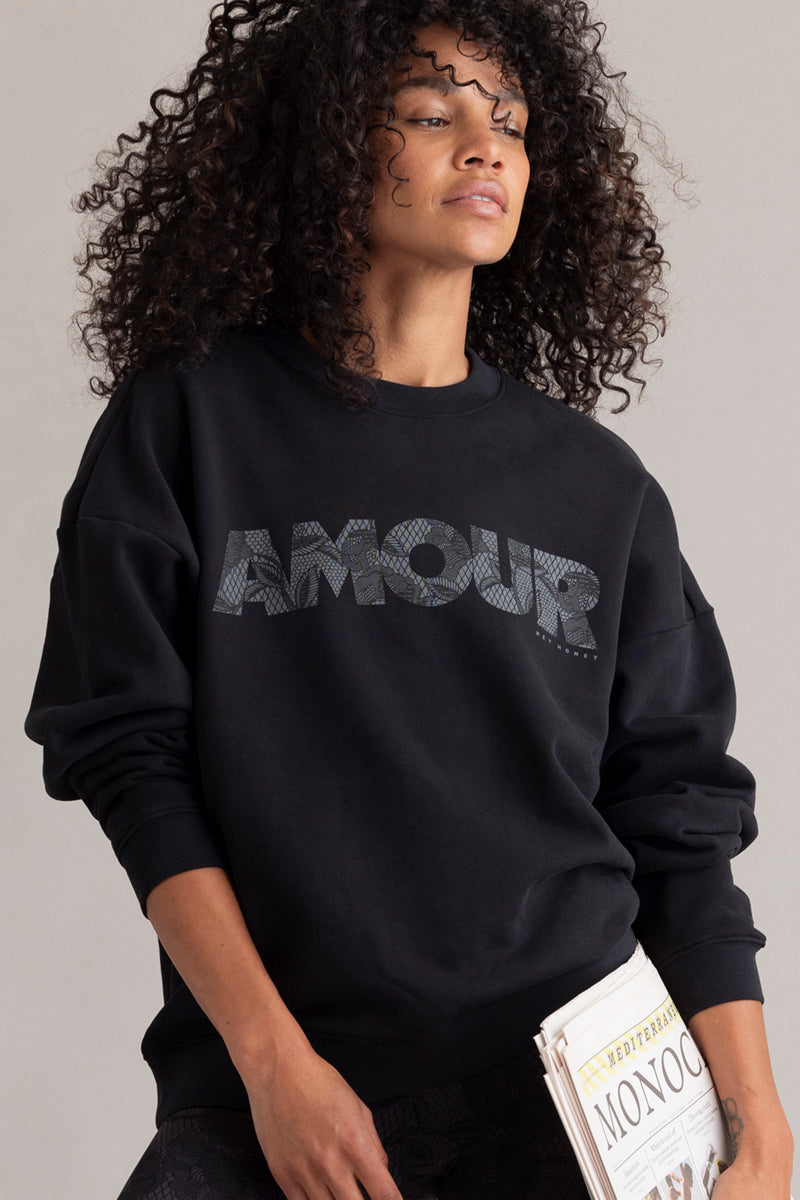 hey-honey-classic-sweatshirt-amour-black-pullover-s image 1