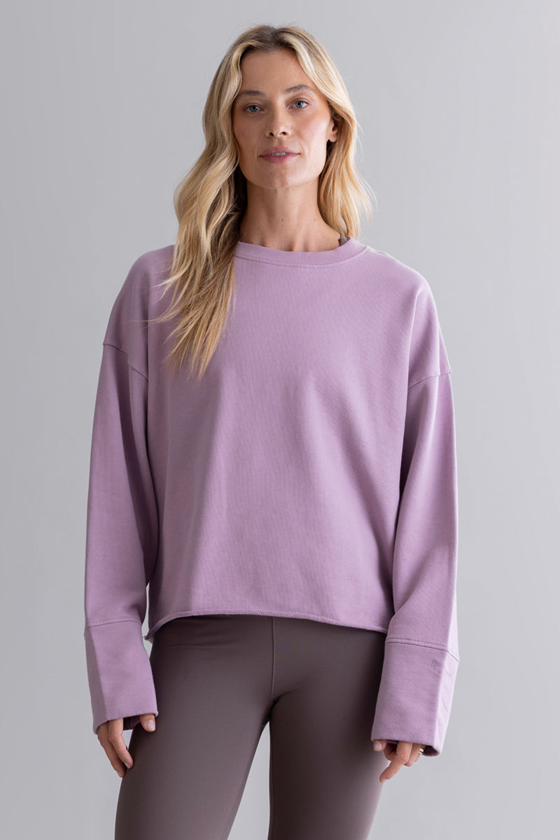hey-honey-classic-open-edge-sweater-mauve-baumwolle-pullover image 1