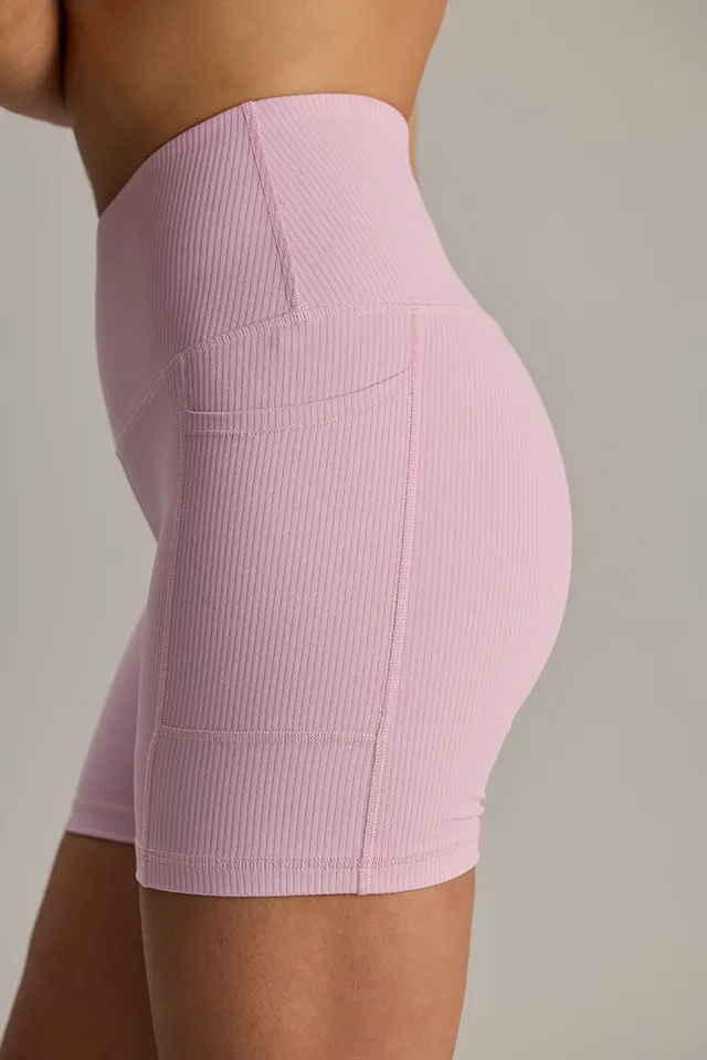hey-honey-ribbed-biker-short-pocket-dawn-pink-high-waist image 1