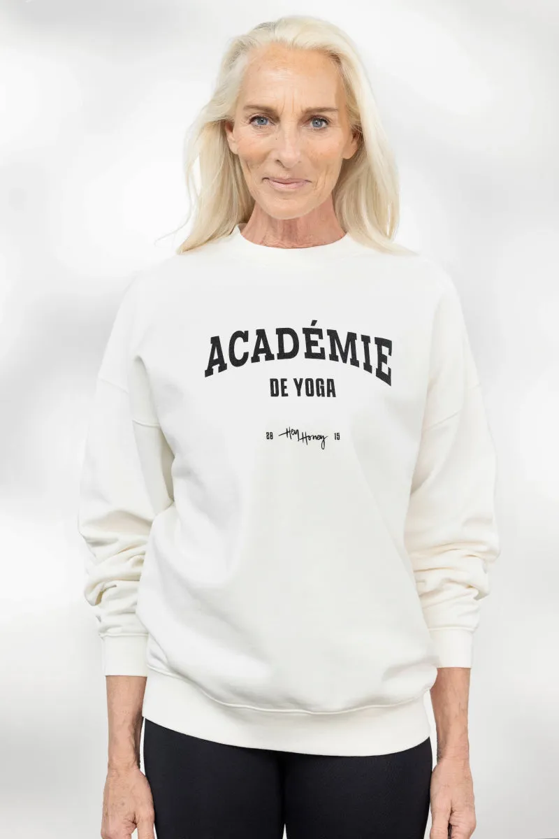 hey-honey-classic-sweater-academie-white-pullover-wei-baumwolle image 1