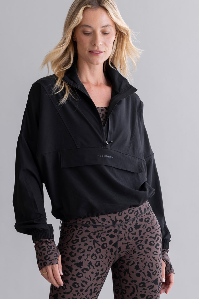 hey-honey-classic-ribstop-pullover-jacke-schwarz-oversized image 1
