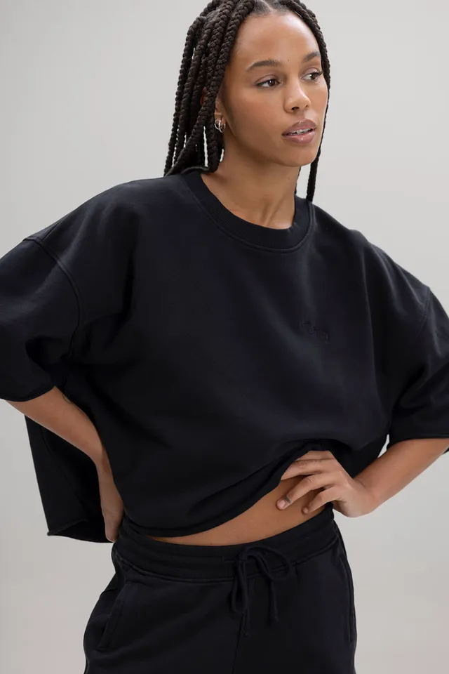hey-honey-classic-short-sleeve-sweatshirt-schwarz-baumwolle image 1