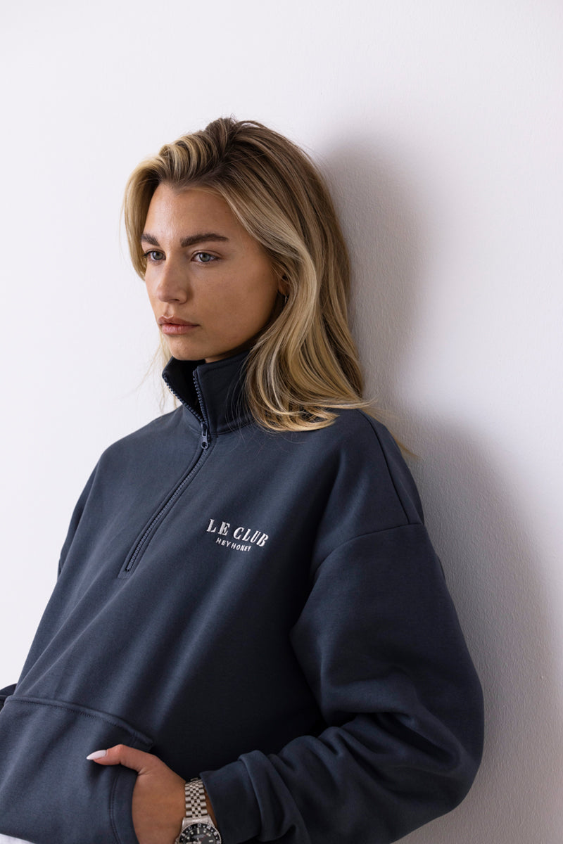 hey-honey-classic-zip-sweater-le-club-teal-baumwolle image 1