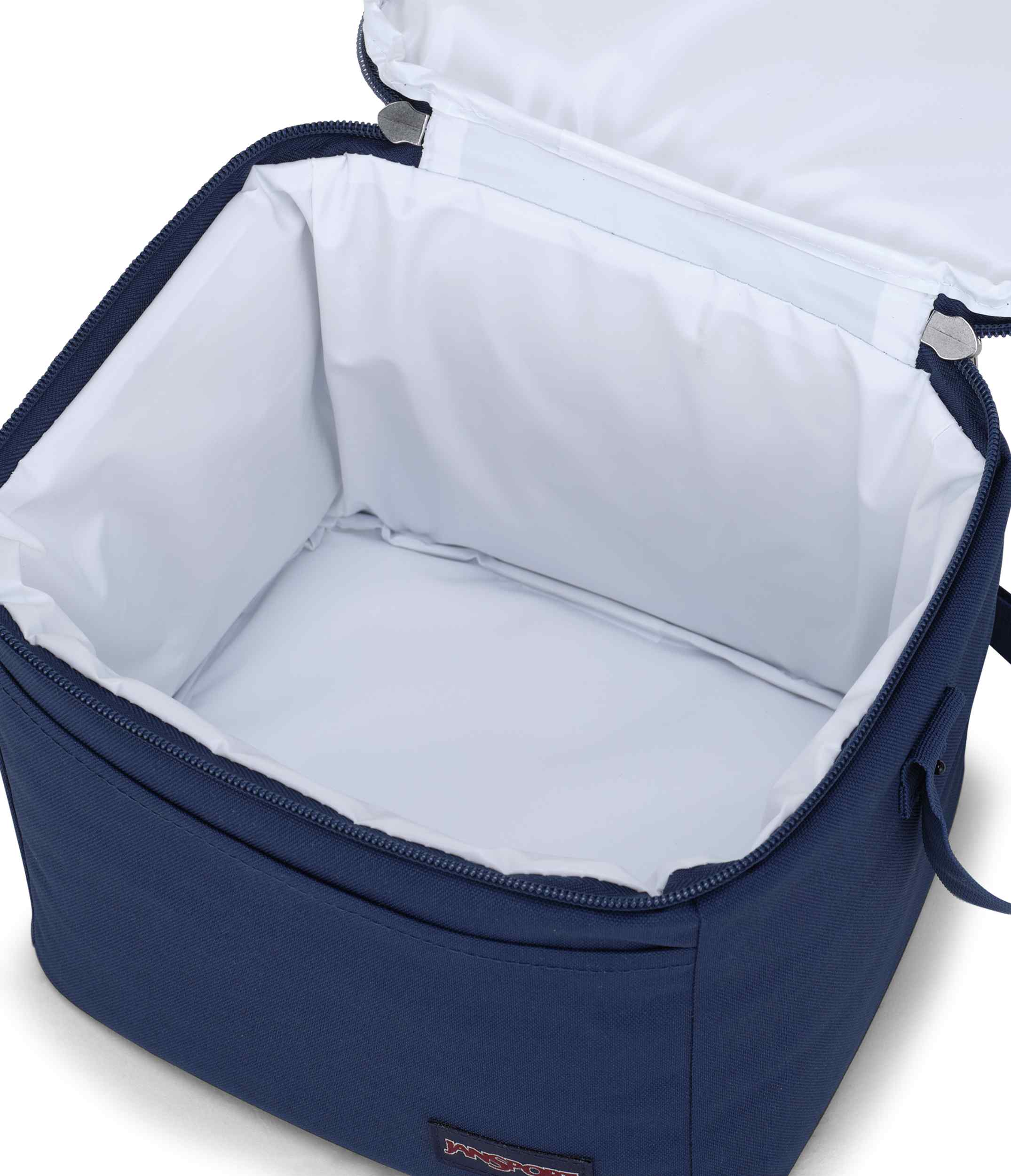 jansport-super-snack-lunchbag-marineblau-isoliert-mit-schultergurt image 4