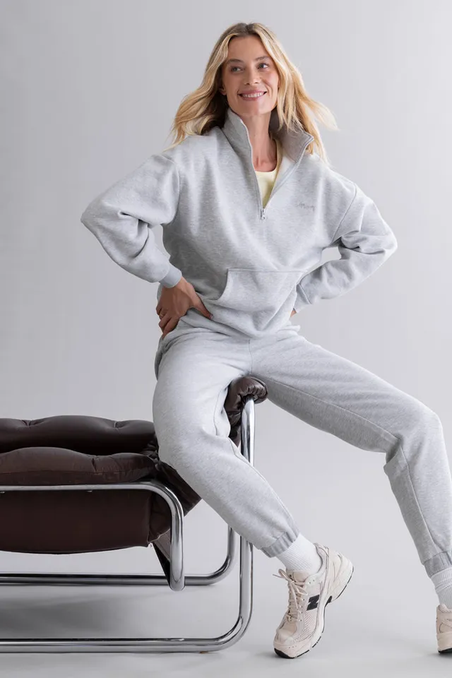 hey-honey-classic-cuff-sweat-pants-grey-melange-jogger-grau image 1