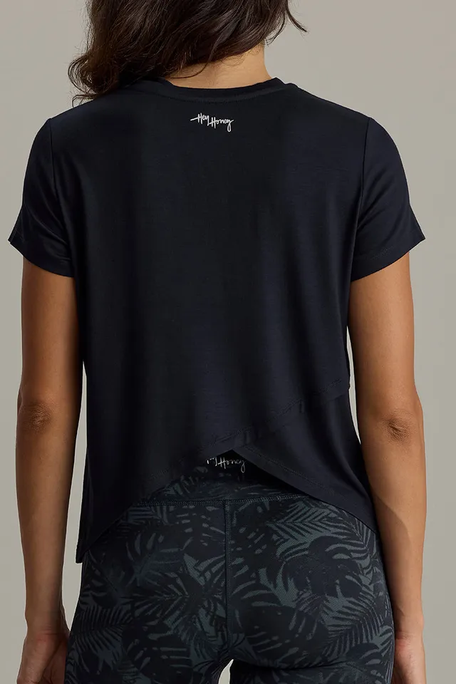 hey-honey-classic-active-wrap-tee-t-shirt-black-viskose image 1