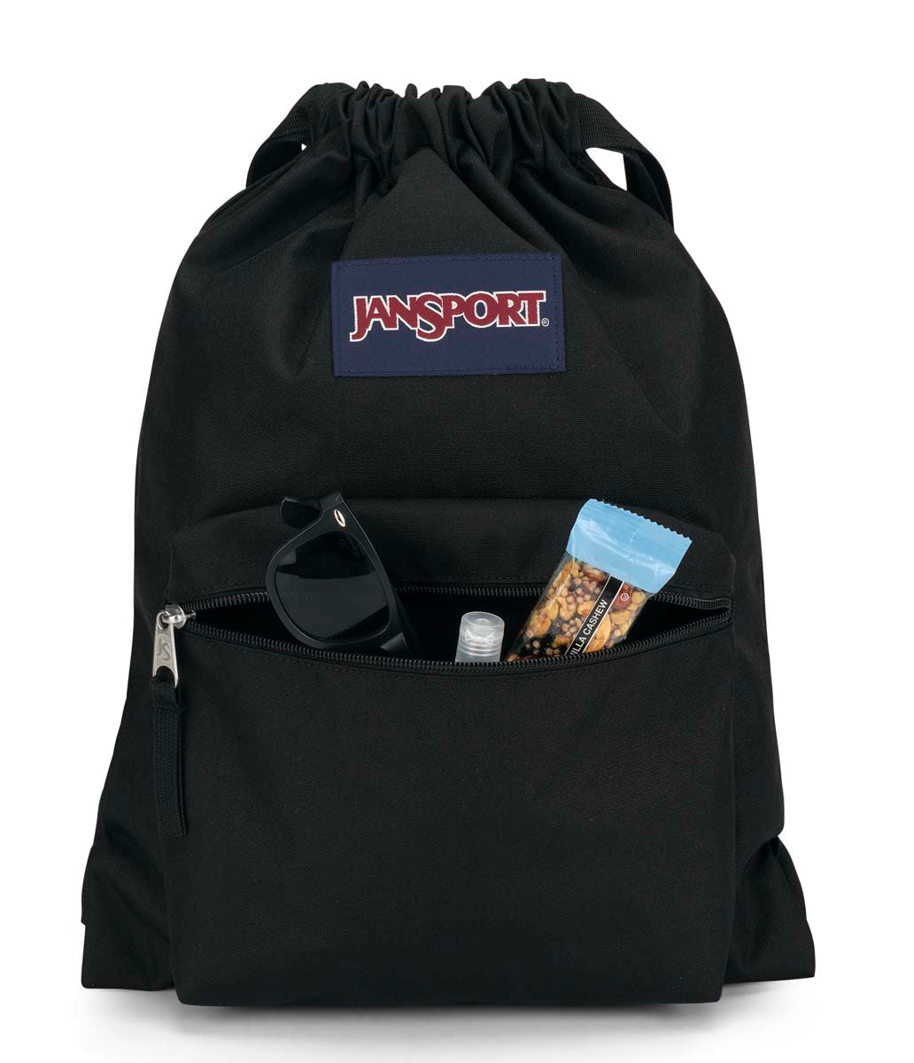 jansport-drawsack-turnbeutel-schwarz-kordelzug-reissverschluss image 4