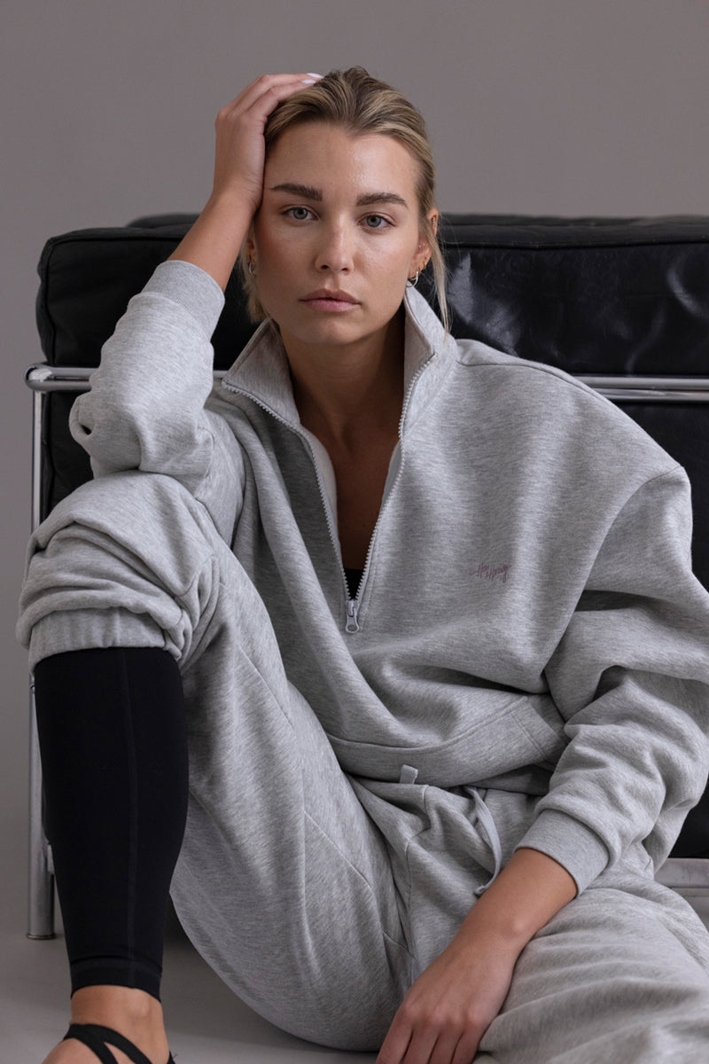 hey-honey-classic-zip-sweater-grey-melange-baumwolle-s image 4