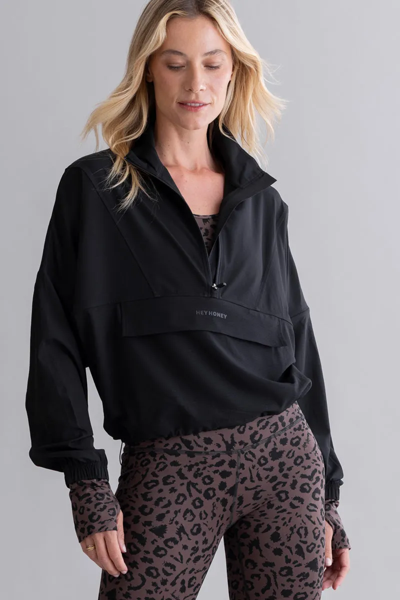 hey-honey-classic-ribstop-pullover-jacke-schwarz-oversized image 1