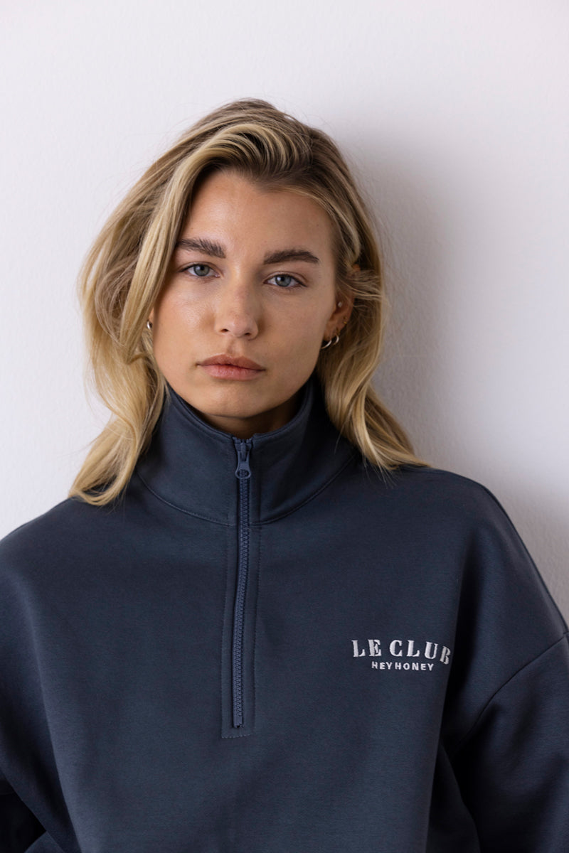 hey-honey-classic-zip-sweater-le-club-teal-baumwolle image 5