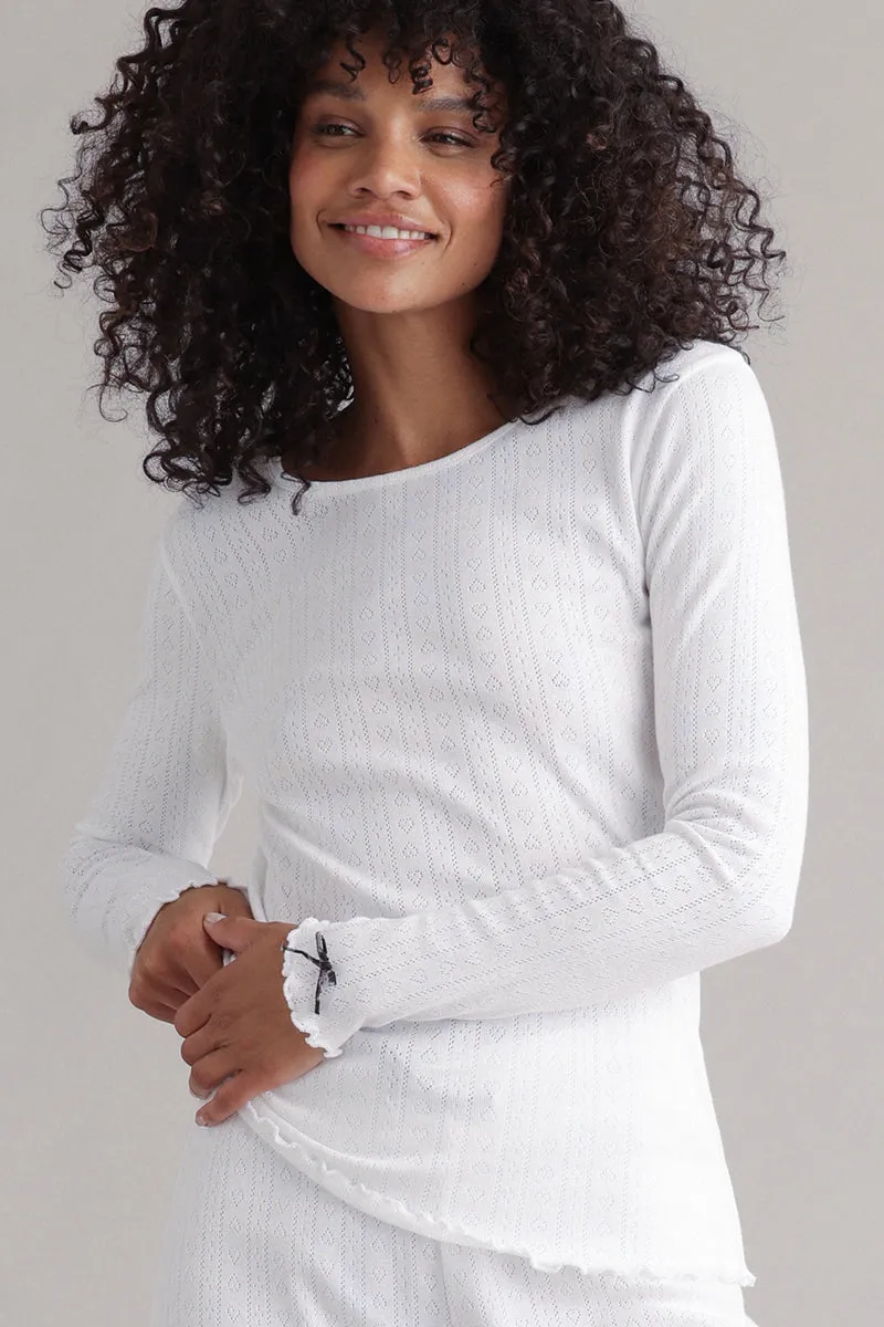 hey-honey-classic-longsleeve-pointelle-shirt-wei-baumwolle image 1