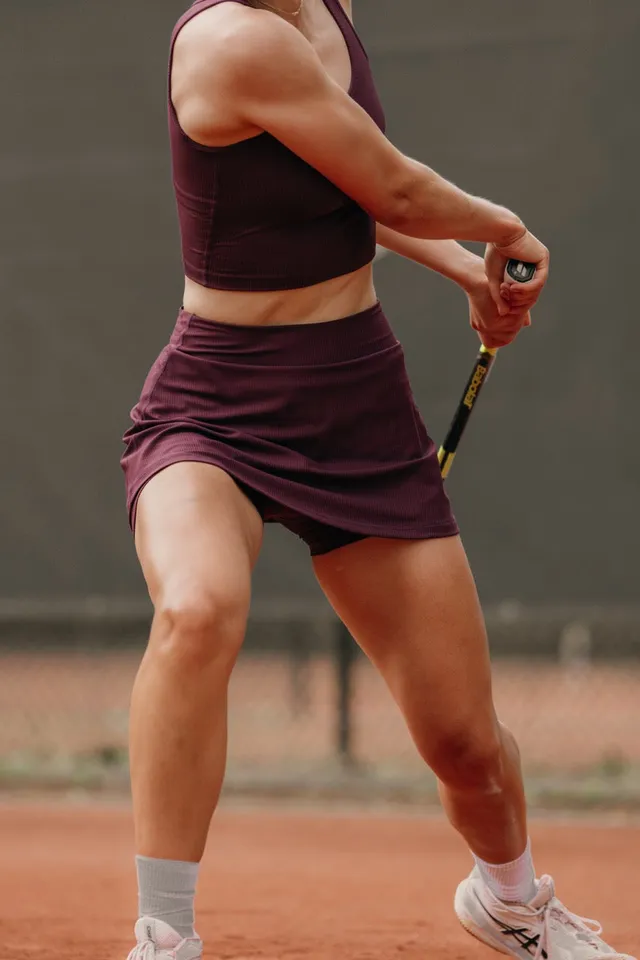 hey-honey-ribbed-skort-wine-tennisrock-high-waist-stretch image 1