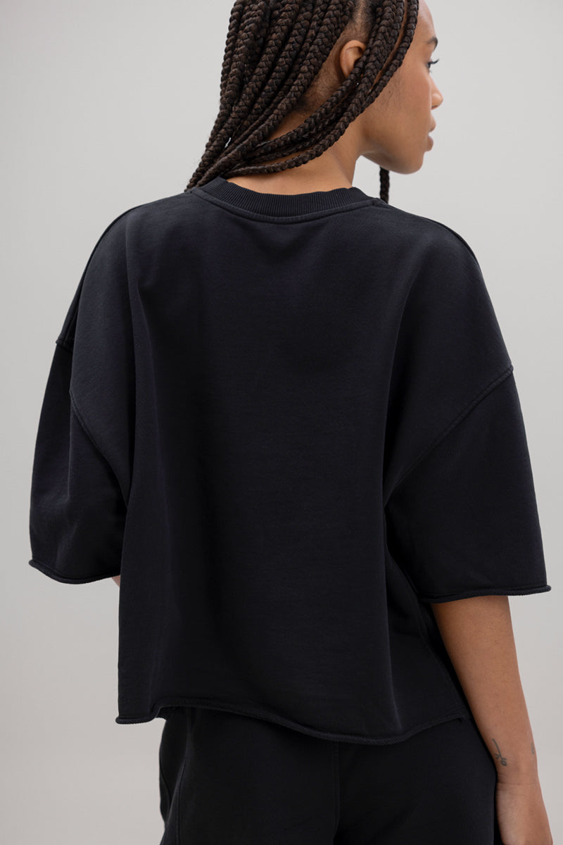 hey-honey-classic-short-sleeve-sweatshirt-schwarz-baumwolle image 2