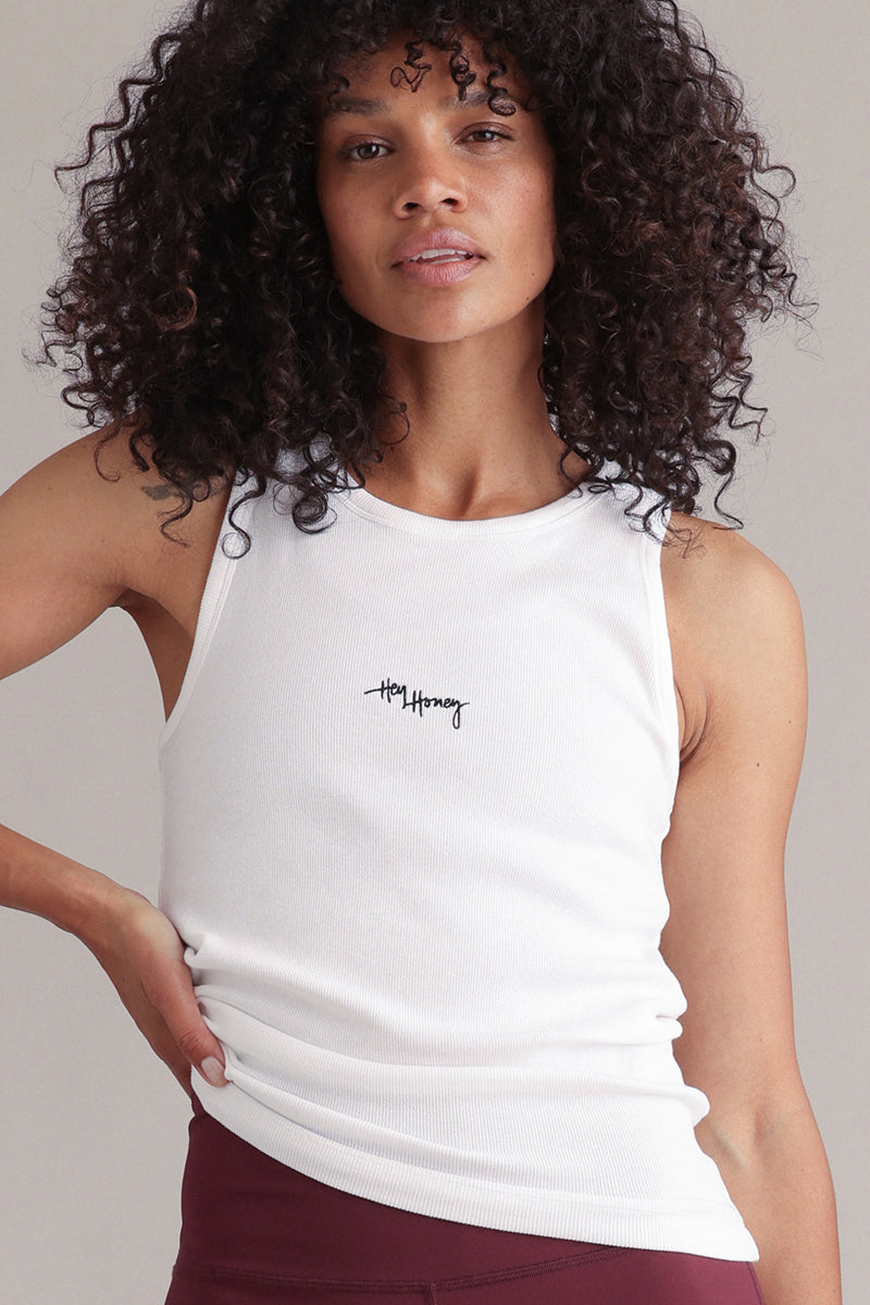 hey-honey-classic-rib-tank-top-wei-baumwolle-damen image 3