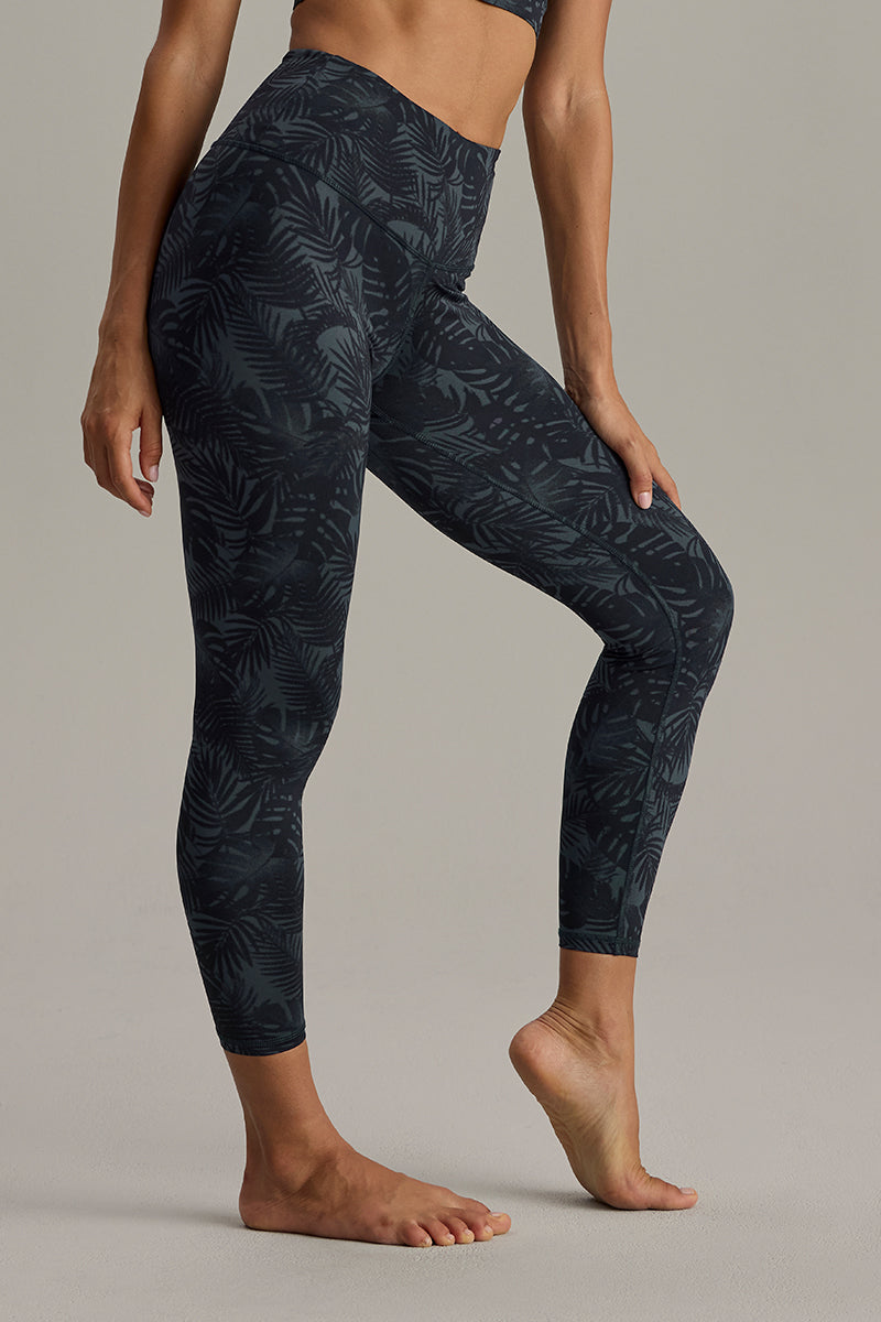 hey-honey-classic-cropped-leggings-palm-teal-high-waist image 1