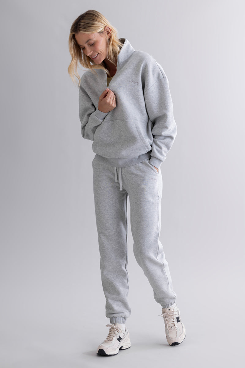 hey-honey-classic-cuff-sweat-pants-grey-melange-jogger-grau image 2